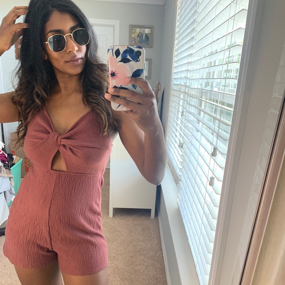 Mauve cross knot Romper XS